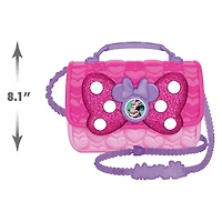 Ensemble de Sac Bowfabuleux de Minnie Mouse de Disney Junior, Sac à 9 Eléments pour Jouer en Faisant Semblant avec Téléphone Portable Sons et Lumières, Lunettes de Soleil et Accessoires