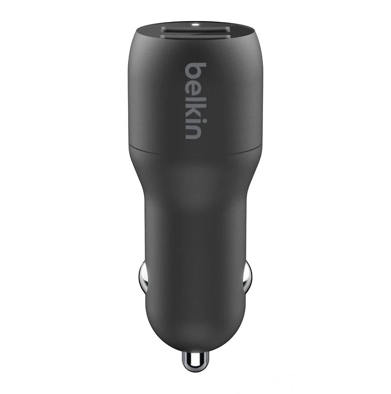 Belkin 24 Watt Dual USB Car Charger - 2 12W USB A Ports with Fast Charging for Apple iPhone 14, 14 Pro, 14 Pro Max, iPhone 13, 13 Pro, 13 Pro Max, Samsung Galaxy, AirPods & More - USB-C Charger, 24W Car Charger