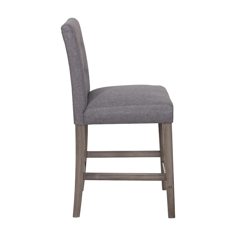 CorLiving Leila Upholstered Indoor Counter Height Bar Stool with Tufted Back and Wood Legs - Sold Individually