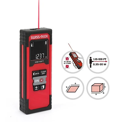 Swiss Tech 100ft/30m Laser Measure