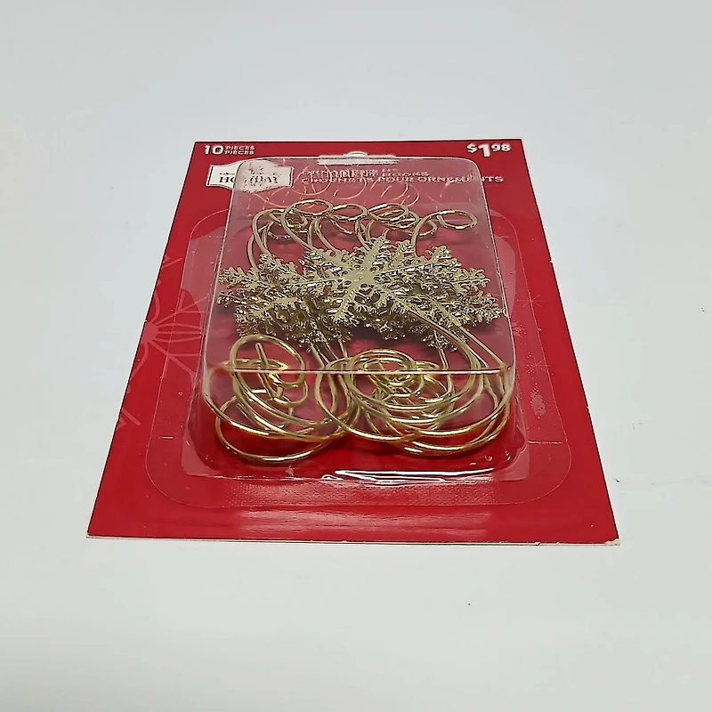 HOLIDAY TIME 10CT GOLD METAL SNOWFLAKE HOOK ORNAMENT