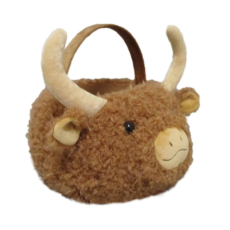 Way To Celebrate Easter Plush 10.5inch Easter Fur Bull Basket