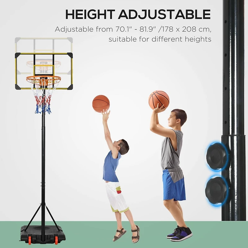 Soozier Portable Basketball Hoop, 6ft-7ft Height Adjustable with Wheels