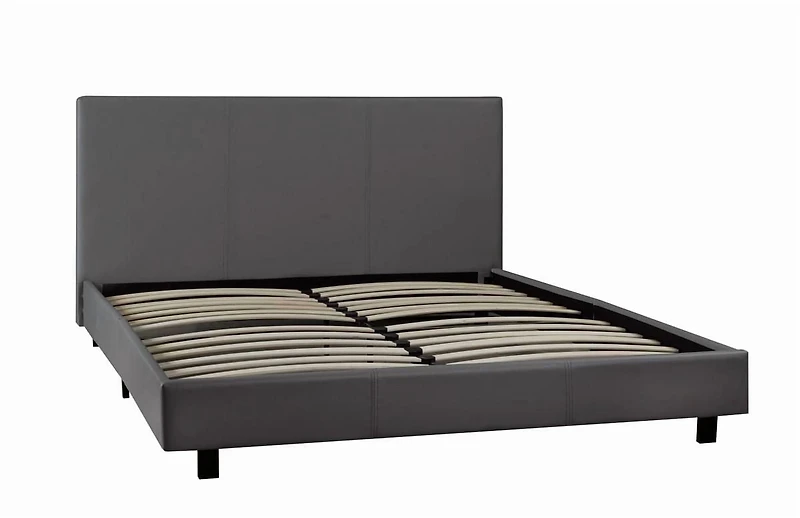 Queen Platform Bed & Mattress Set, Grey