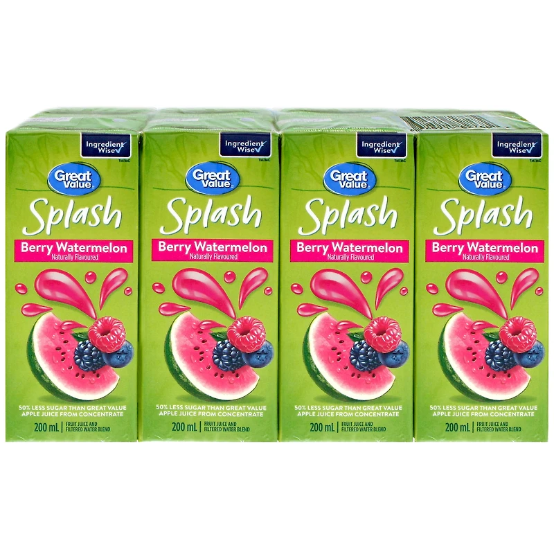 Great Value Éclat - Baies et Melon d'eau 8x200ml