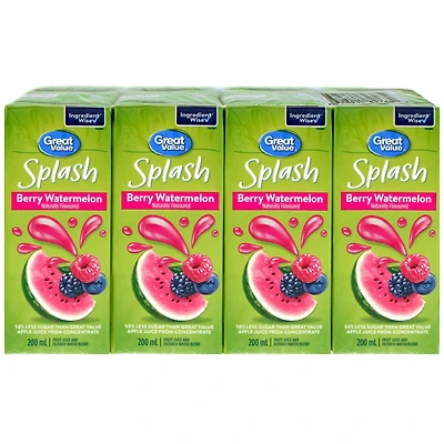 Great Value Éclat - Baies et Melon d'eau 8x200ml