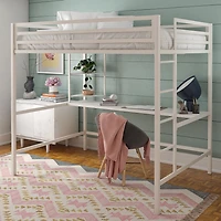 Novogratz Maxwell Metal Full Loft Bed with Desk & Shelves
