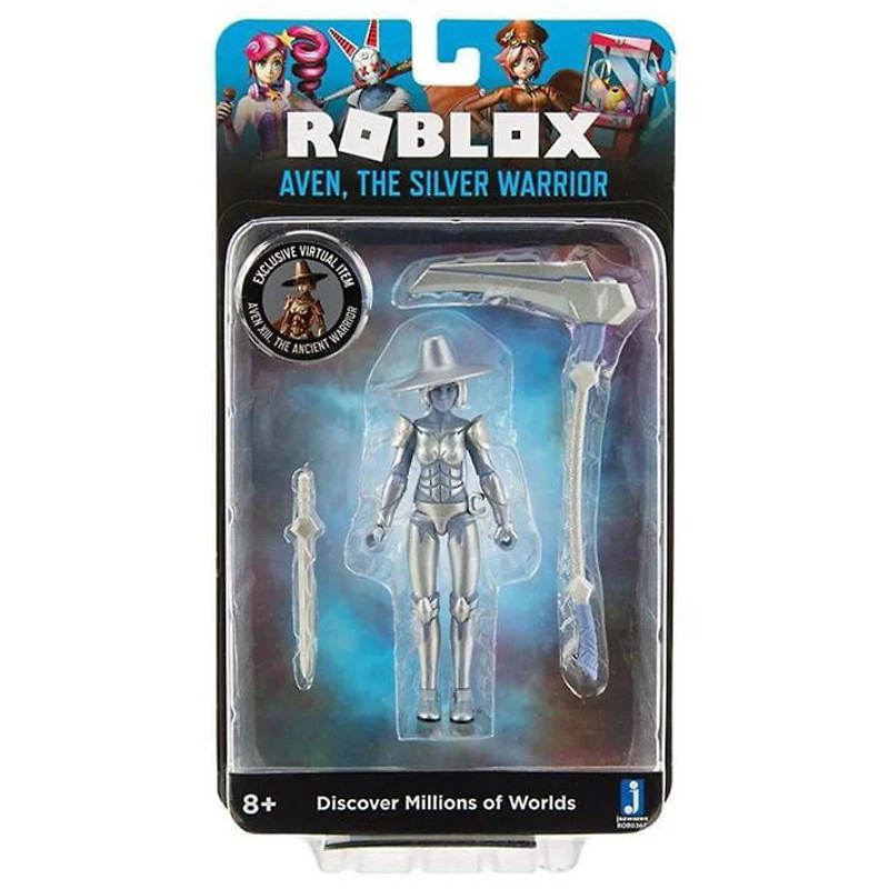 Roblox Imagination Collection - Aven, The Silver Warrior Figure Pack [Includes Exclusive Virtual Item]