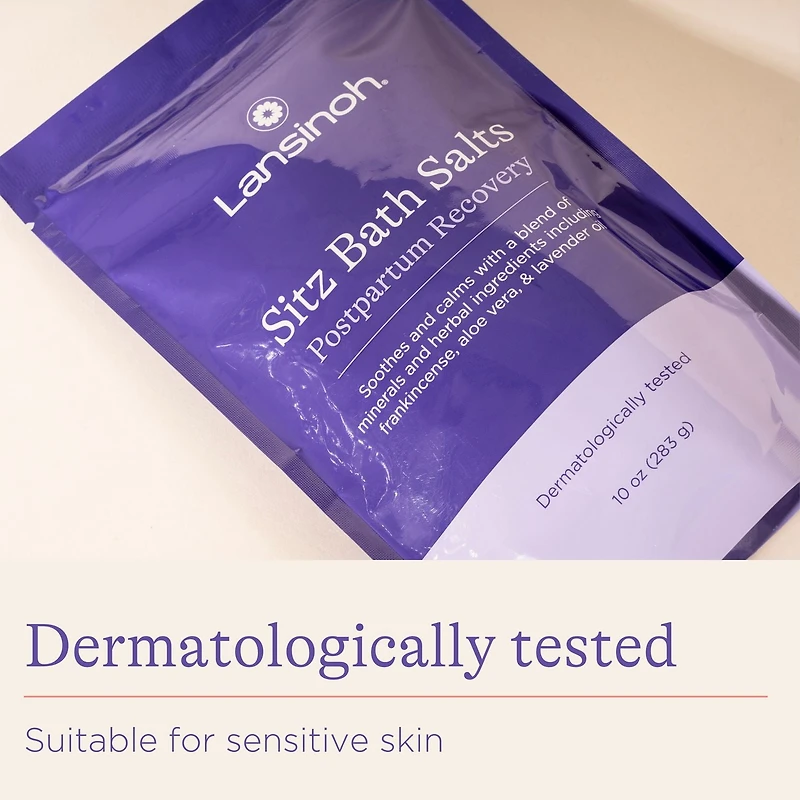 Sels de bain Lansinoh, bain de sel d'Epsom, 10 oz, essentiels post-partum pour les soins personnels, huile de lavande apaisante, encens et aloe vera Baume mamelons bio apaisant