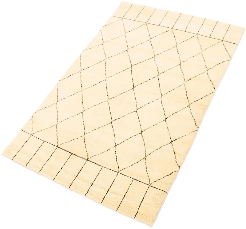ECARPETGALLERY 5'1" x 7'10" Moroccan Tangier Hand-knotted Area Rug for Living Room, Dining Room and Bedroom in Ivory