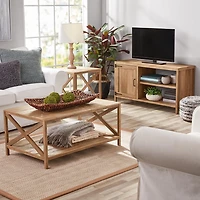 Mainstays Farmhouse Coffee Table, Rustic Weathered Oak