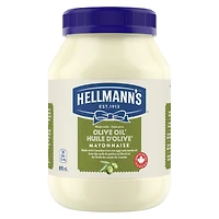 Hellmann’s Olive Oil Mayonnaise, Ideal for Fries, Burgers and Salads, Made with Canadian Free‑Run Eggs and Canola Oil, 890 ml Jar
