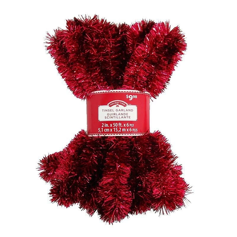 Red Long Length Christmas Tinsel Garland