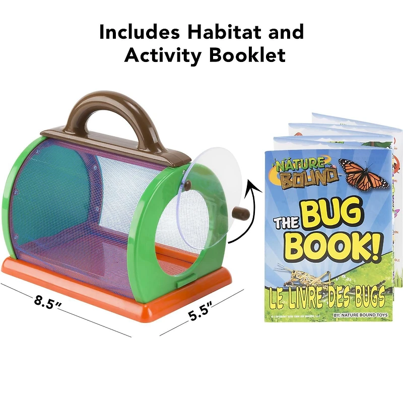 Nature Bound Toys Critter Cage Bug Catcher and Habitat Kit, Insect Netting, and Activity Booklet, Green, for Kids, 8.5" x 5.75" x 8", Indoor and Outdoor Use