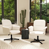 Lot de 2 fauteuils pivotants et ergonomiques Homy Casa, hauteur réglable, en chenille beige, pour salon