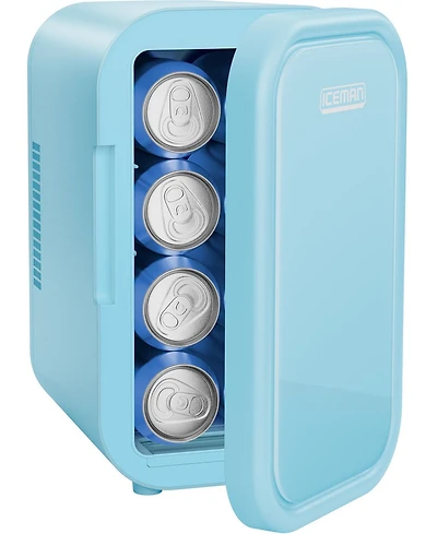 Mini-réfrigérateur portable ICEMAN avec 8 canettes de 355 ml (12 oz), refroidit et chauffe, prise pour voiture incluse - Bleu, Nouveau
