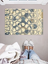 Tapis d'appoint en Laine Aspire Triangle ivoire et gris de 2 pi x 3 pi