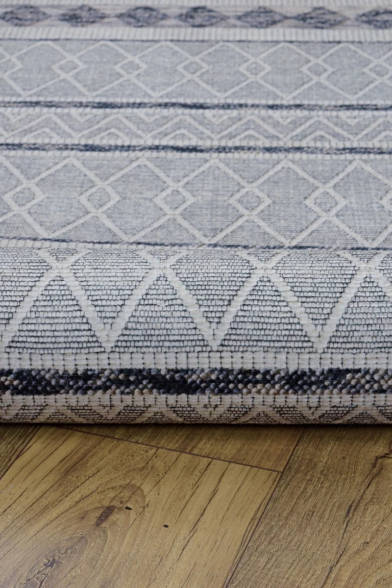 Tapis de couloir Mirage Novi crème et gris 2 pi x 10 pi