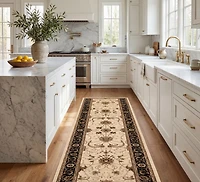 Tapis d'intérieur persan Rug Branch Majestic 2' x 18' (taille exacte : 2'3" x 18'), beige noir, style traditionnel - Entrée, couloir, salle de bain et cuisine