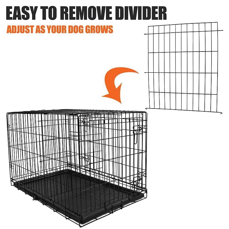 Vibrant Life Double-Door Metal Wire Dog Crate with Divider
