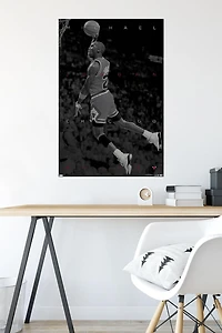 Michael Jordan - Black and White Wall Poster, 22.375" x 34" Framed