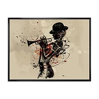 Designart Woman Playing Jazz Trumpet FLOAT FRAME WALL ART