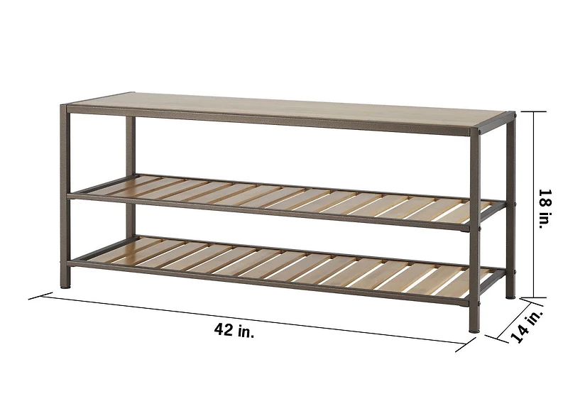 TRINITY 3-Tier |42" x 14" x 18"| Bamboo Shoe Bench| Bronze Anthracite