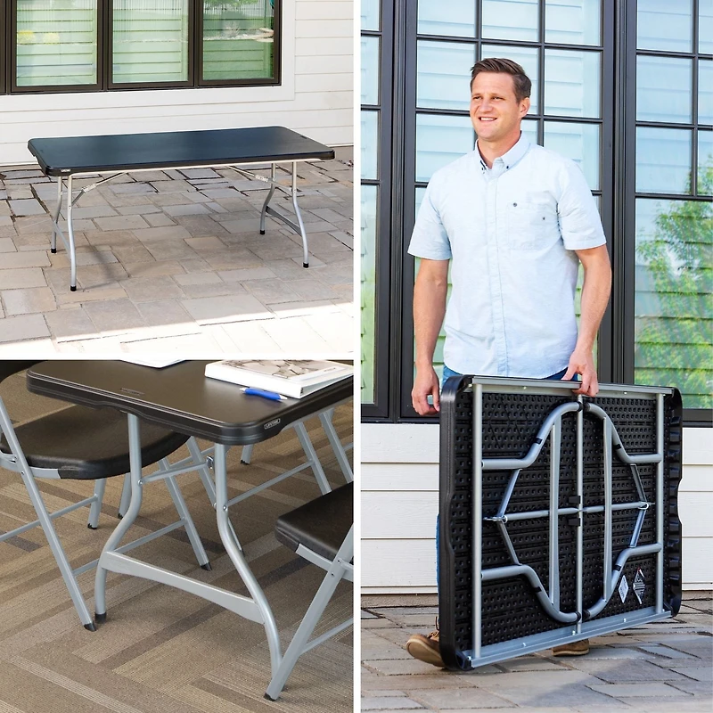 LIFETIME - Table pliable commerciale premium de 6 pieds, couleur granit Noir