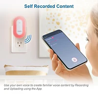 Le haut-parleur Bluetooth dispositif d’apprentissage du sommeil V-Hush Plug de VTech comprend un programme professionnel d'apprentissage du sommeil, une veilleuse colorée à une touche, des histoires p