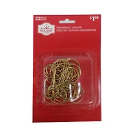 Holiday Time Metal 20ct Basic Hooks Ornaments - Gold