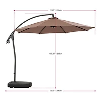 Parasol de terrasse en porte-à-faux CorLiving Endure de 9,5 pieds avec base à roulettes remplissable et cadre en aluminium et acier
