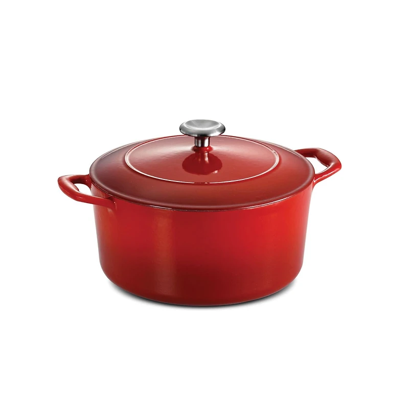 Cocotte ronde couverte Tramontina de 5,2 litres (5,5 Qt) en fonte émaillée, rouge, graduée, 80131/047DS