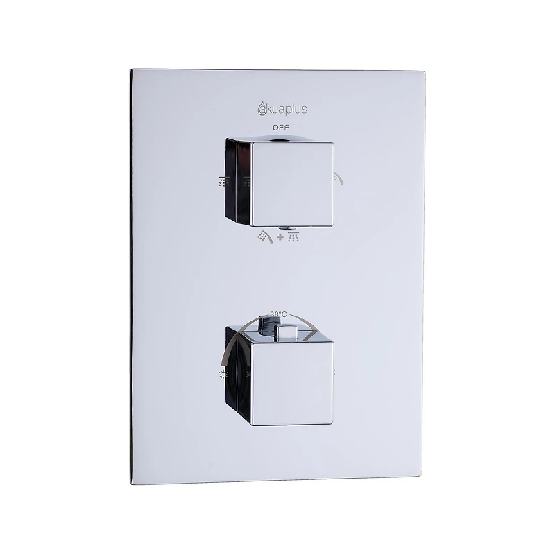 Square 3-functions thermostatic valve. handheld handshower and showerhead, or simultaneously