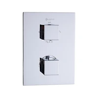 Square 3-functions thermostatic valve. handheld handshower and showerhead, or simultaneously