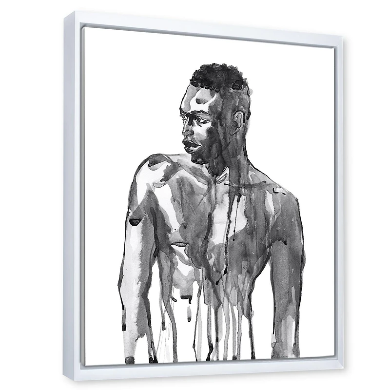 Designart Handsome African Man Portrait On White I FLOAT FRAME WALL ART