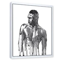 Designart Handsome African Man Portrait On White I FLOAT FRAME WALL ART