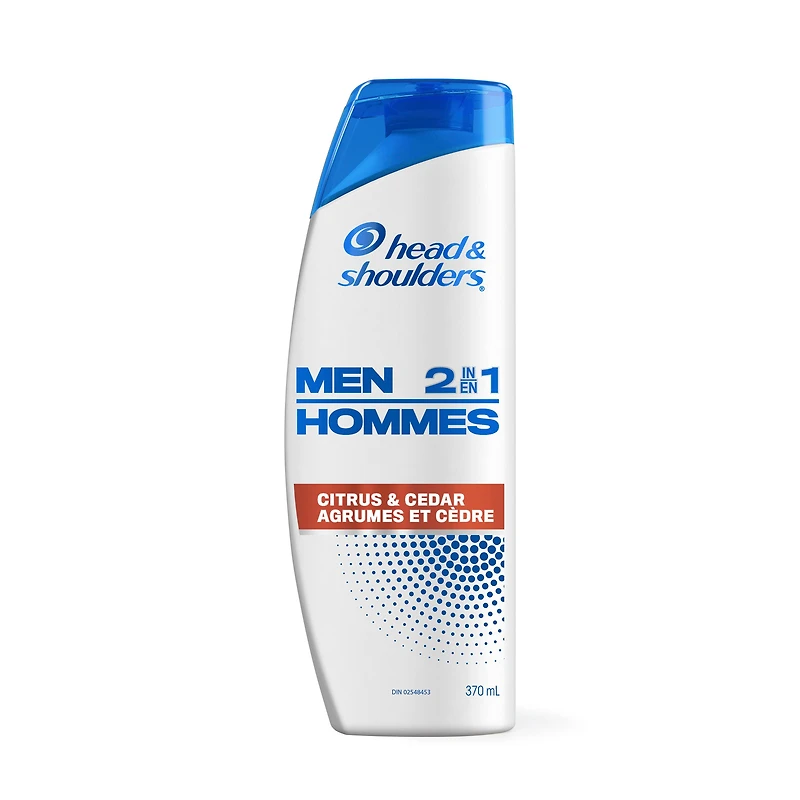 Shampooing et revitalisant antipelliculaire 2 en 1 Head and Shoulders pour hommes, traitement antipelliculaire, Agrumes et cèdre pour un usage quotidien, sans parabènes 370 ml