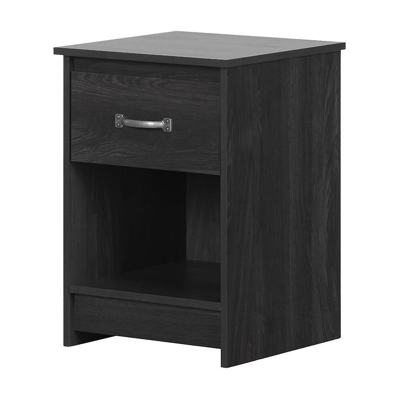 Table de chevet 1 tiroir avec espace de rangement ouvert pour Adulte, fini Chêne gris, collection Tassio de Meubles South Shore