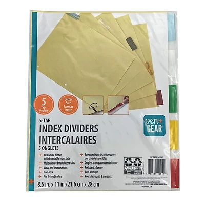 PEN+GEAR Pen + Gear Letter Size Index Dividers, 5 tabs, 8.5"x 11"