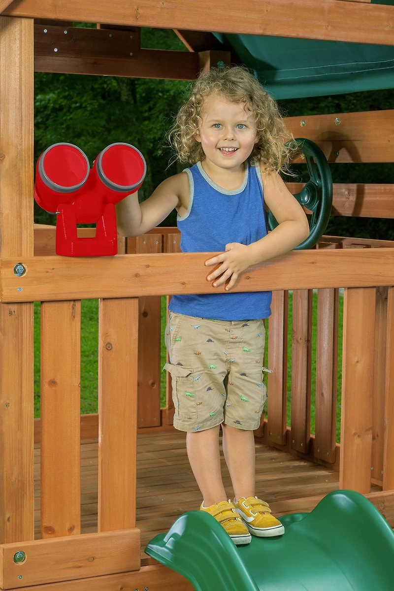 Mountain View Lodge Wooden Playset with Wood Roof - Multi