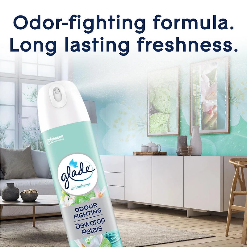 Glade® Air Freshener Odor Fighting Room Spray, Dewdrop Petals