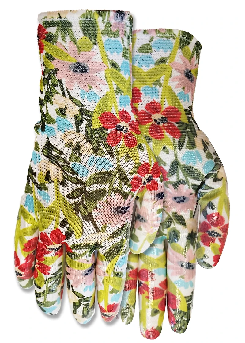 Gant de Jardinier Expert Femme à Imprimé Floral, Transparent, en Nitrile avec Préhension