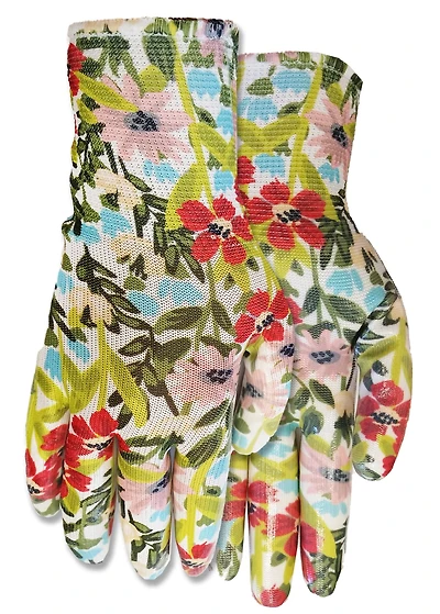 Gant de Jardinier Expert Femme à Imprimé Floral, Transparent, en Nitrile avec Préhension