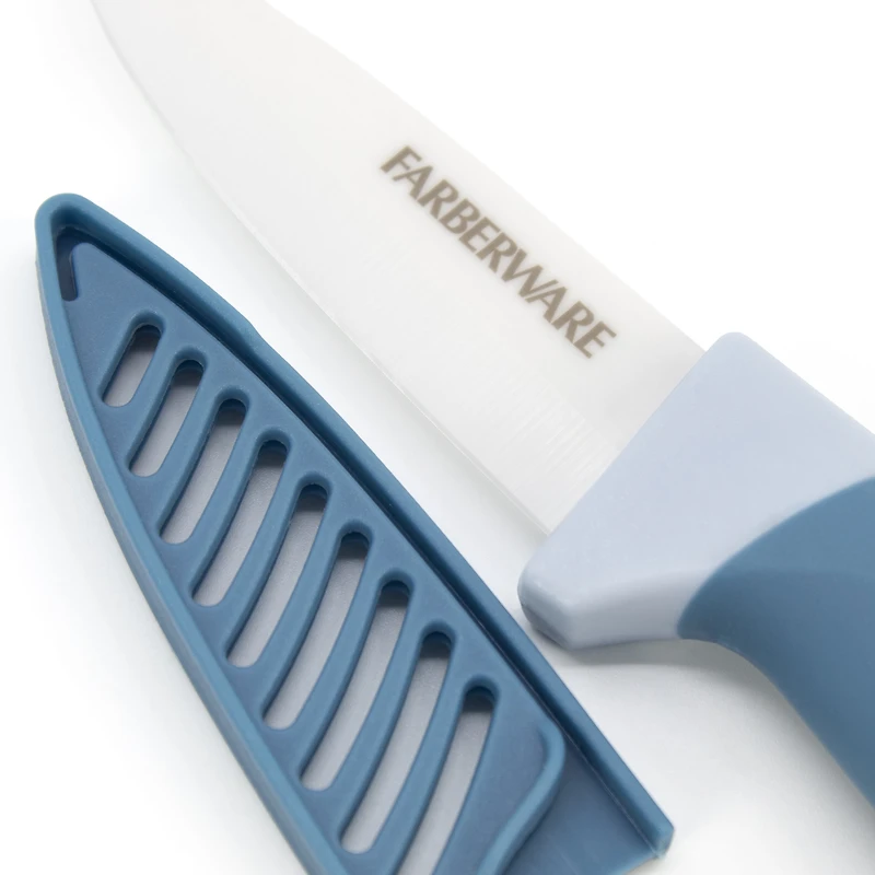 Farberware 3" Paring Ceramic Knife with Sheath, Blue