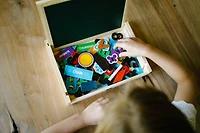 Chuckle & Roar Easel Jr. Magnetic Dry-Erase and Chalk Playing Board for Ages 3+ by Buffalo Games, Chuckle & Roar Easel Jr. Magnetic Dry-Erase and Chalk Playing Board