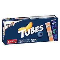 Yoplait 1% Yogurt Tubes, Peach / Blueberry, Kids Snacks, 56 g, 8 ct