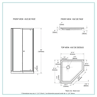 A&E Bath and Shower NVD-38-BLK-NW SHOWER NO WALLS