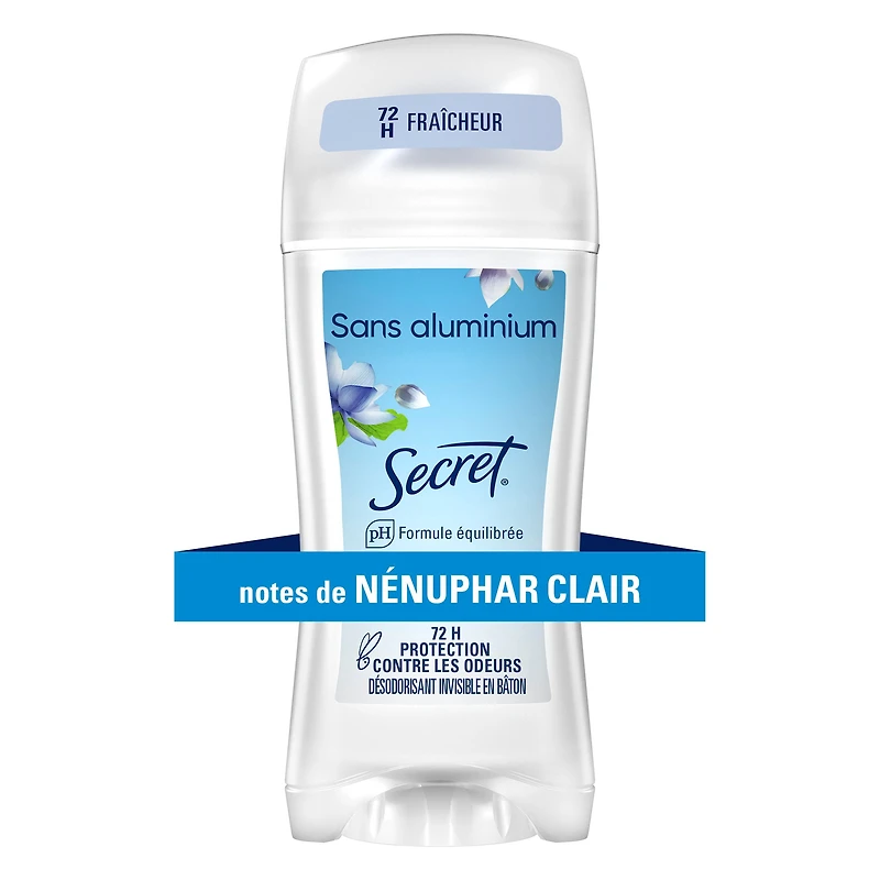 Invisible en bâton Secret sans aluminium, parfum Nénuphar clair, 68 g