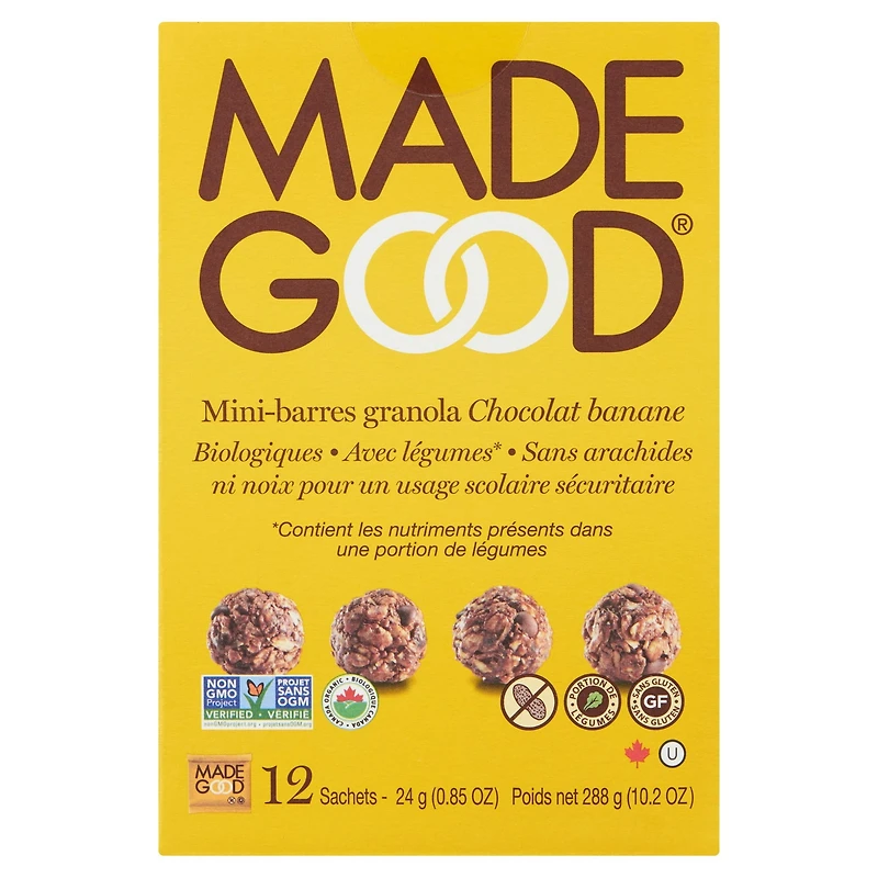 Made Good Mini Barres granola Chocolat Banane