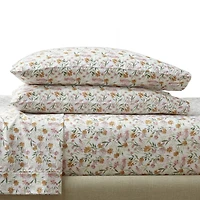 Parure de lit 4 pièces en satin de coton chaud 300 fils Better Homes & Gardens, motif fleurs timides, très grand lit Ensemble de draps en satin de coton 300 fils